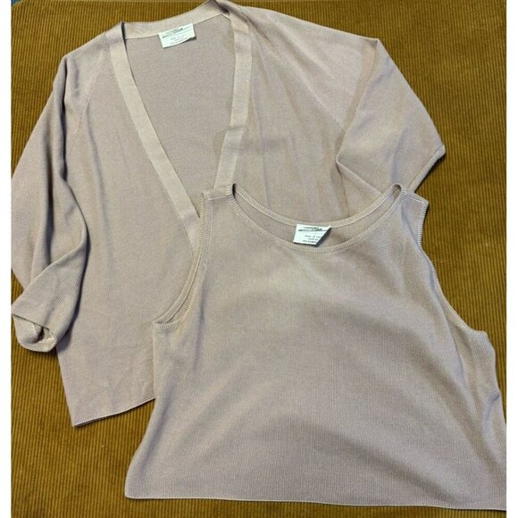 Zoran vintage 100% silk knit top and cardigan set sz XL - Picture 1 of 12